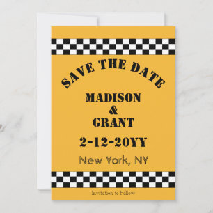 Save The Date Style de cabine vintage de contrôle Jaune NYC