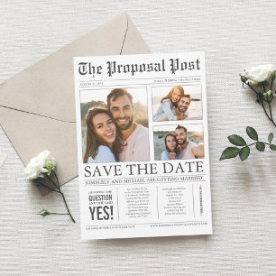 Save The Date Style de journal amusant 3 photos Enregistrer la d