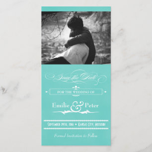 Save The Date Style de Poster vintage bleu turquoise Enregistrer