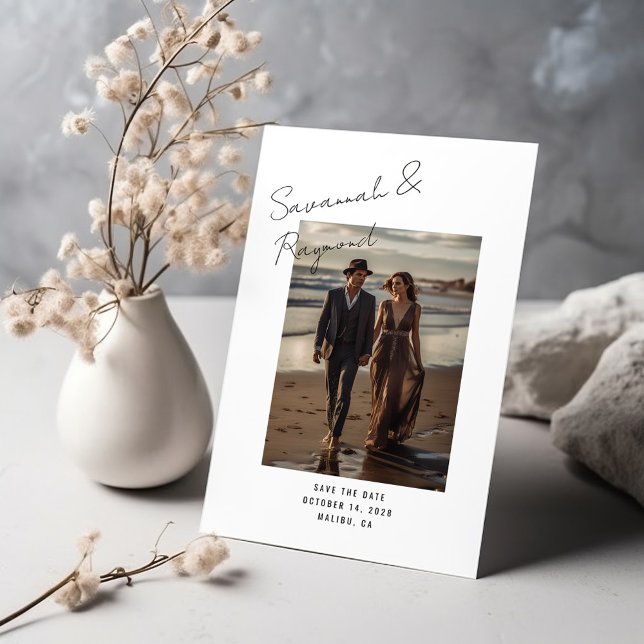 Save The Date Style de signature de script moderne Photo de mari (Créateur téléchargé)