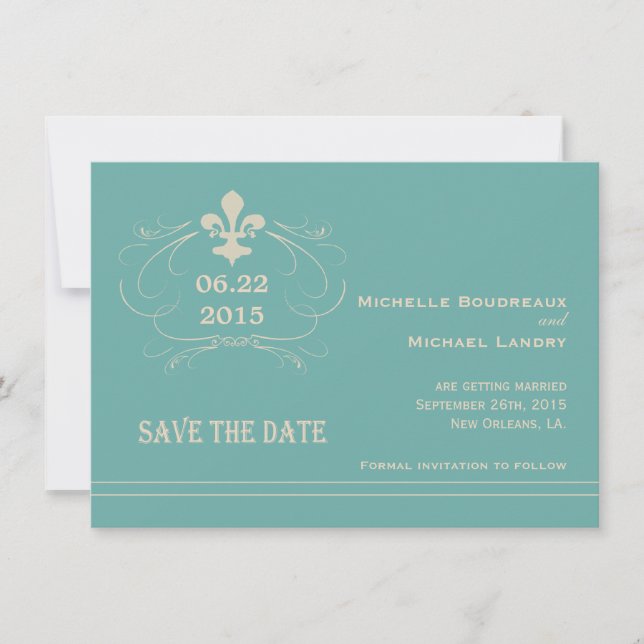 Save The Date Style Élégant Rétro Fleur de Lis Enregistrez la Da (Devant)