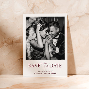 Save The Date Style Minimaliste Bourgogne Une Photo