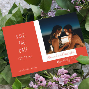 Save The Date Style moderne chic rouge photo simple Mariage