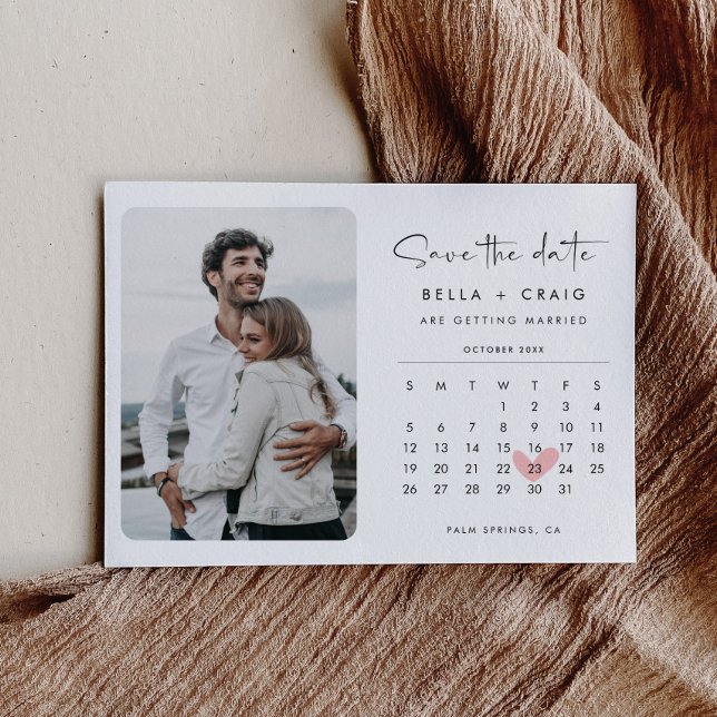 Save The Date Style moderne Enregistrer la date Calendrier photo (Créateur téléchargé)