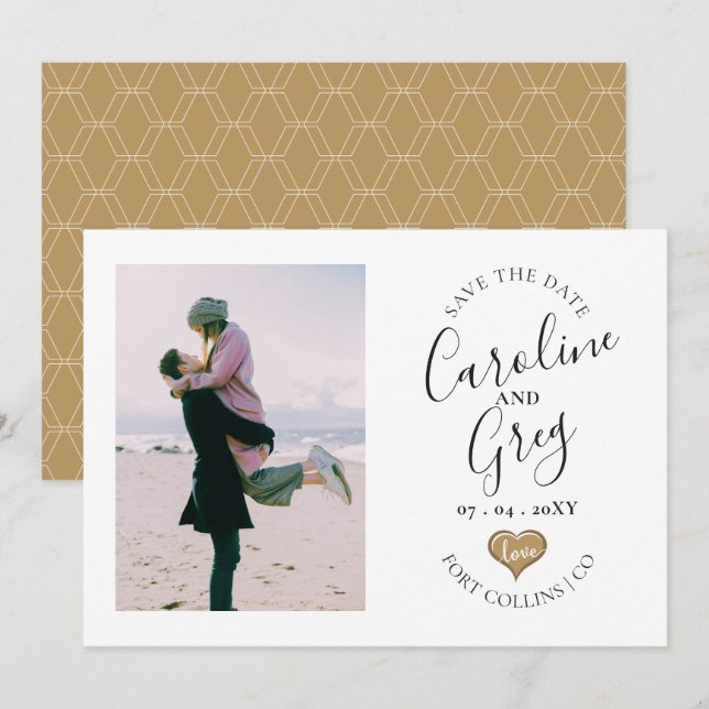 Save The Date Style moderne Love Typographie Enregistrer la date (Devant / Derrière)