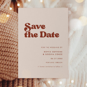 Save The Date Stylé rétro pêche rose