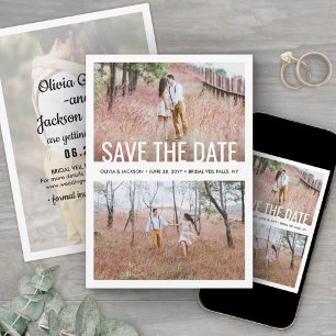 Save The Date Style simple moderne superposer 3 Mariage photo