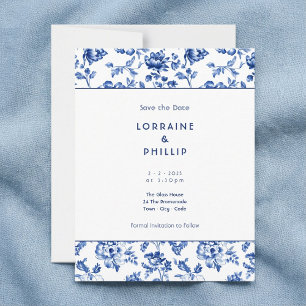 Save The Date Style vintage Floral bleu