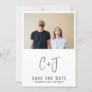 Save The Date STYLISÉ QR Code Moderne Simple Photo Bordure