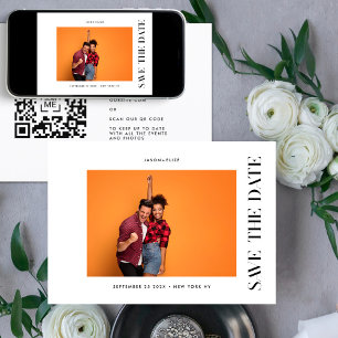 Save The Date STYLISÉ   QR Code Moderne Simple Photo Bordure