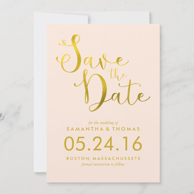 Save The Date Stylish Peach Script Wedding Enregistrer la date (Devant)