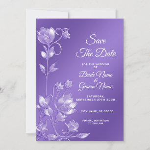 Save The Date Stylish Purple Floral Enregistrer La Date