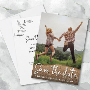 Save The Date Stylish Rustic Double Côté Enregistrer La Date Pho