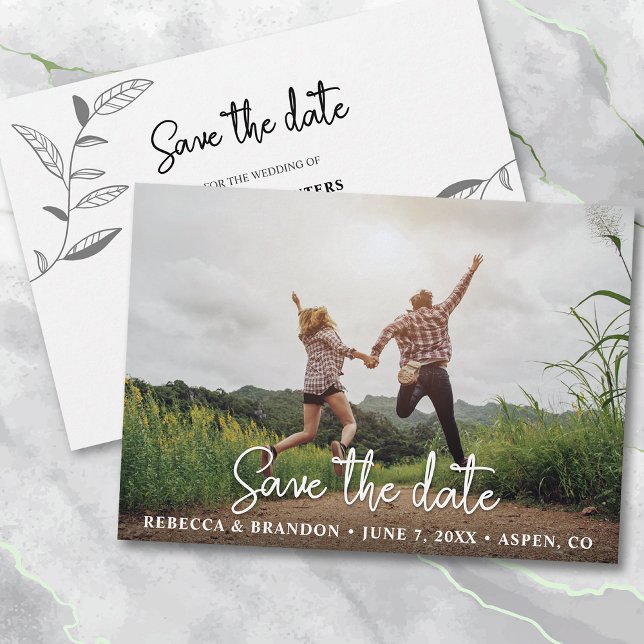 Save The Date Stylish Rustic Double Côté Enregistrer La Date Pho (Créateur téléchargé)