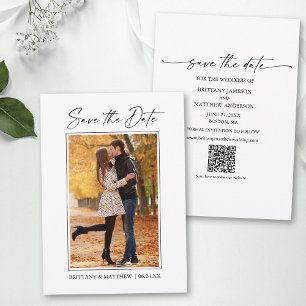 Save The Date Stylo d'encre minimaliste moderne Script photo QR 