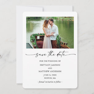 Save The Date Stylo d'encre moderne Script Couple Photo Minimali