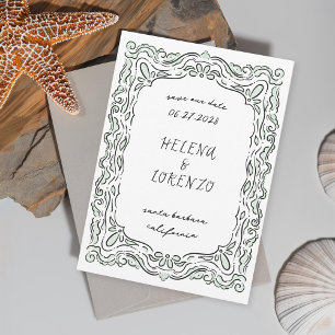 Save The Date Stylo et encre Lots Dessin de Seafoam vert