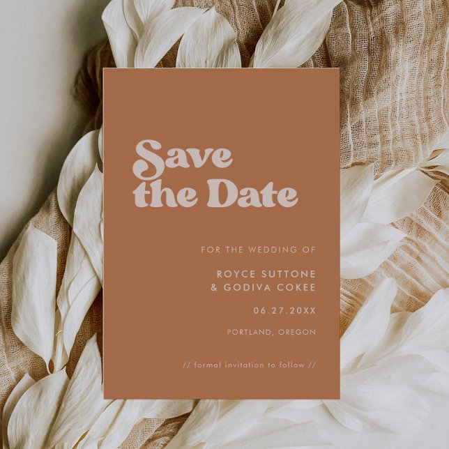 Save The Date Sucre brun rétro élégant (Créateur téléchargé)