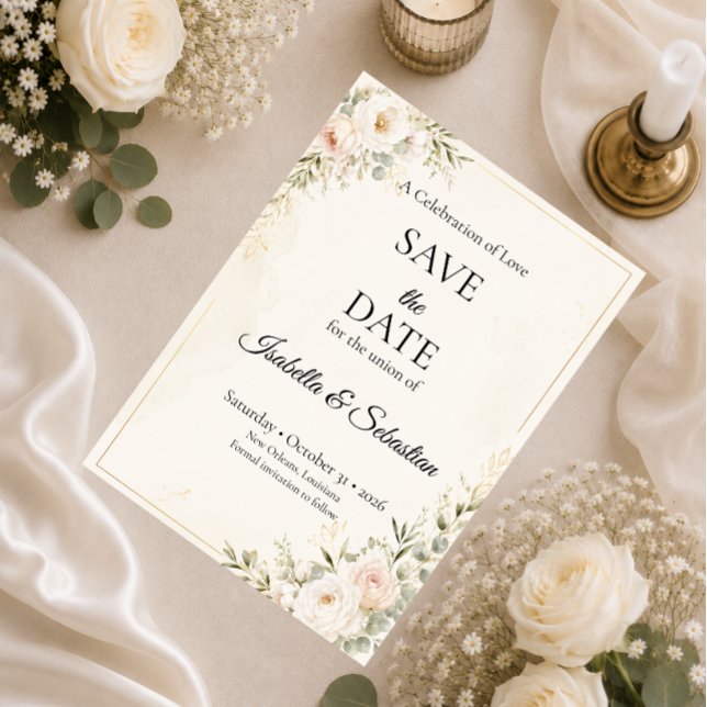 Save The Date Suite de mariage floral élégant (Créateur téléchargé)