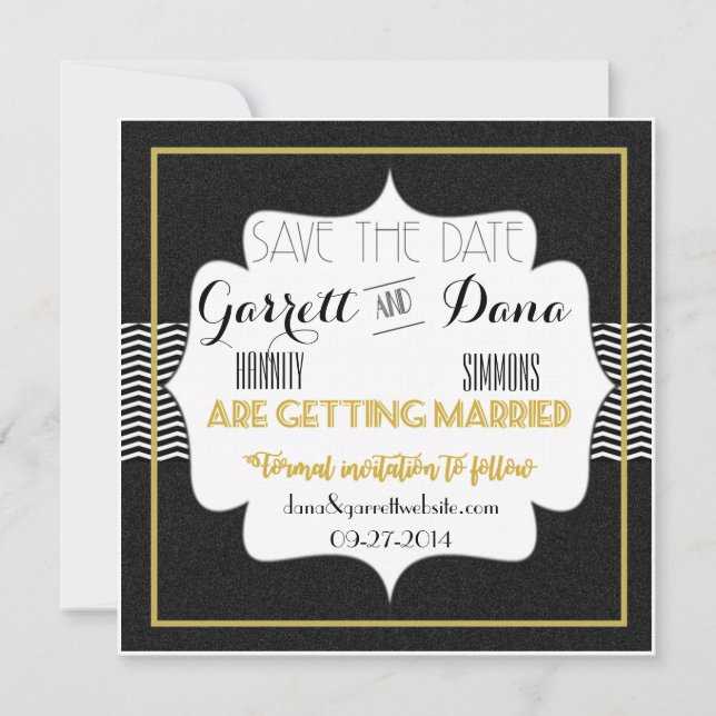 Save The Date Suite de mariage Gatsby Gold pour la mariée (Devant)