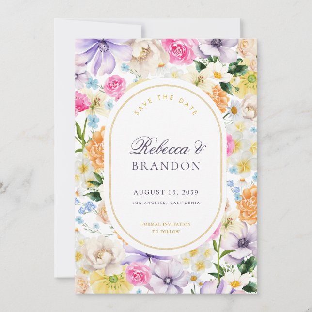 Save The Date Summer Garden Tea Party Floral & Photo Mariage (Devant)