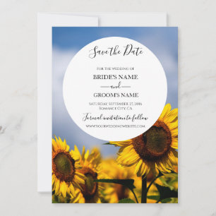Save The Date Sunflower Blue Sky Rustique Mariage
