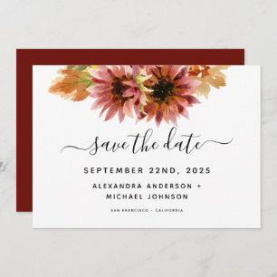 Save The Date Sunflower Bourgogne Pays Aquarelle Mariage