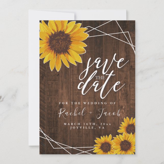 Save The Date Sunflower Mariage rustique Enregistrer la date Inv (Devant)