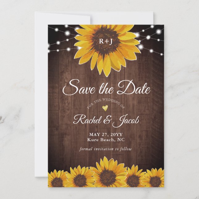 Save The Date Sunflower Mariage rustique Enregistrer la date Inv (Devant)