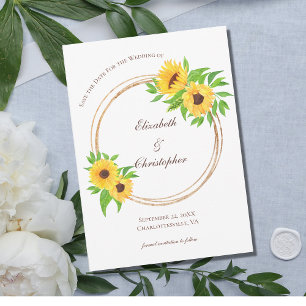 Save The Date Sunflowers Country Yellow Floral code QR Mariage