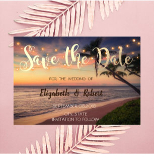 Save The Date Sunset Beach Wedding, Palmiers, Lumières Enregistr