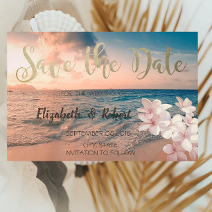 Save The Date Sunset Beach Wedding, Plumeria Enregistrer La Date