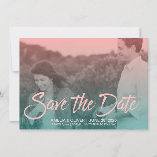 Save The Date Sunset Ombre Gradient Photo Enregistrer la date (Devant)