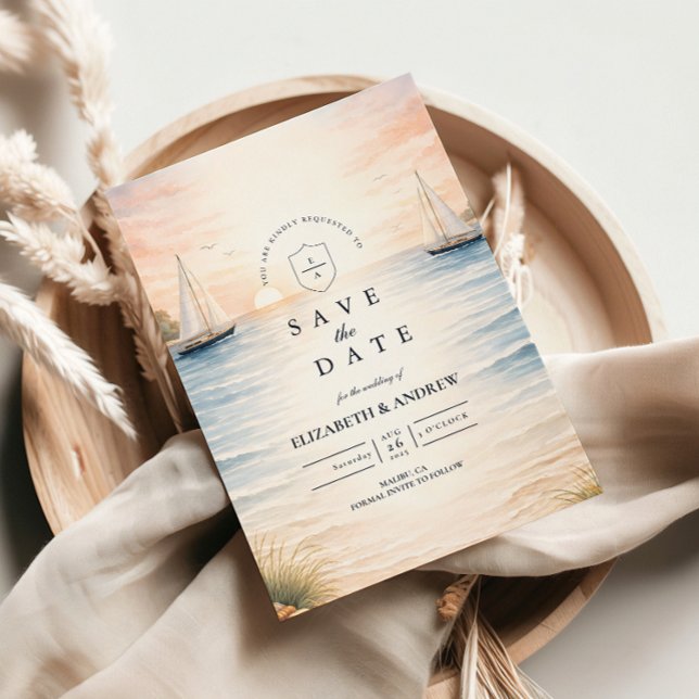 Save The Date Sunset Sailboat Seaside Wedding (Créateur téléchargé)