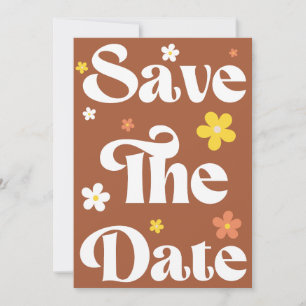 Save The Date Super Daisy Terracotta Retro Typographie & Photo