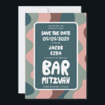 Save The Date Super Green Waves Custom Bat Bar Bnai Mitzvah<br><div class="desc">Carte idéale pour annoncer un bar, un bat mitzvah ou une autre fête juive et demander aux invités de sauvegarder la date! L'art fait main pour vous avec le lettrage sur le devant et le dos! (consultez le magasin ou le DM pour les options BAR/BAT) ENTIÈREMENT PERSONNALISABLE ! Cliquez sur...</div>