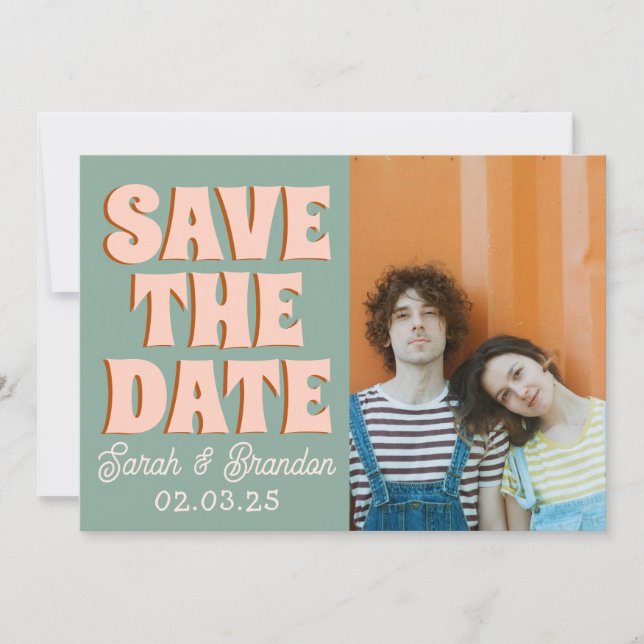 Save The Date Super Photo bleu rose rouge Funky (Devant)