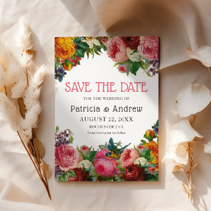 Save The Date Superbe Rose Vintage Mariage Floral