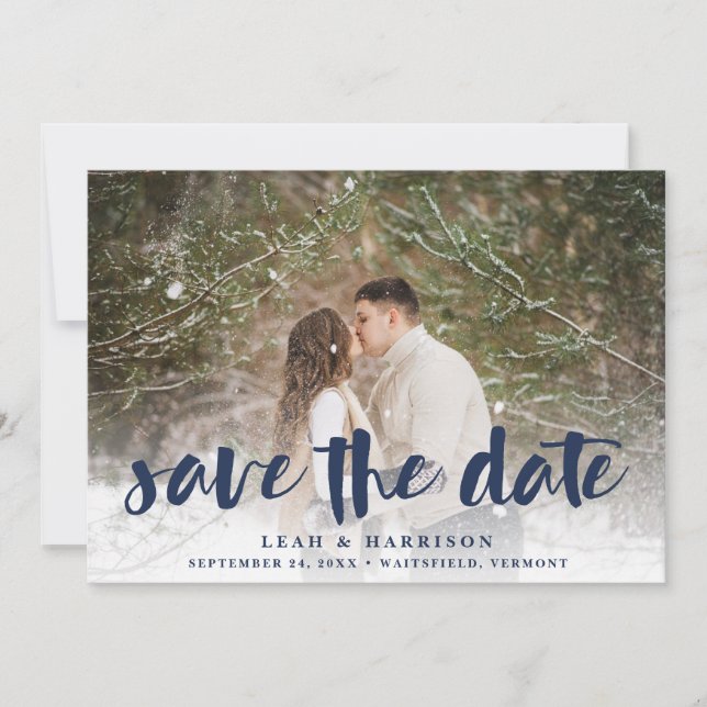Save The Date Superposition brossée avec fond floral | Photo (Devant)