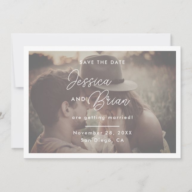 Save The Date Superposition de photo de mariage à l'écriture élé (Devant)