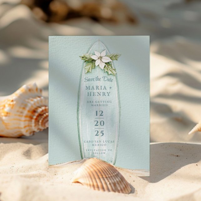 Save The Date Surf de Noël | Winter Beach Enregistrer la date (Créateur téléchargé)