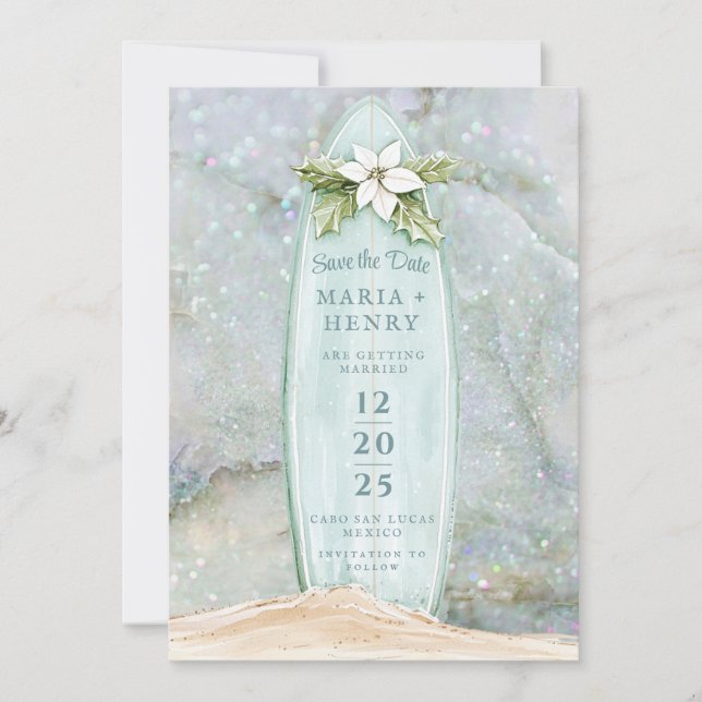 Save The Date Surf de Noël | Winter Beach Enregistrer la date (Devant)