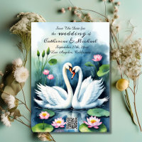 Swan In Lotus Pond Code QR Mariage