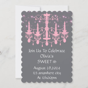 SAVE THE DATE SWEET 16 ANNIVERSAIRE ROSE D'INVITATION