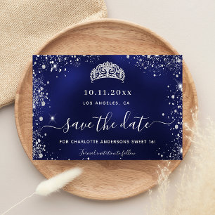 Save The Date Sweet 16 marine bleu argent parties scintillant ti