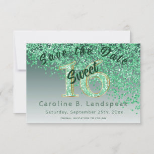 Save The Date Sweet 16 Parties scintillant verte Parties scintil