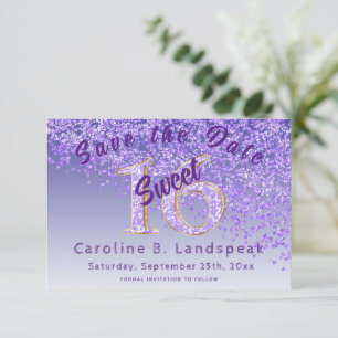 Save The Date Sweet 16 Parties scintillant violette Parties scin