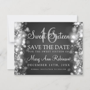 Save The Date Sweet 16 "Save The Date" Éclairage Argent