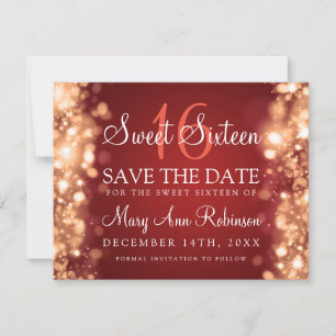Save The Date Sweet 16 "Save The Date" Éclairage brillant Rouge 