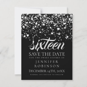 Save The Date Sweet 16 "Save The Date" Silver Midnight Glam